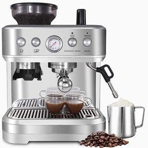 Siebträger-Espressomaschine mit integriertem Mahlwerk & Milchschaumdüse, 15 bar 2,5 Liter