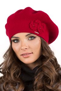 Vivisence damen baskenmütze eleganter wintermütze warm und gemütlich kopfbedeckung an winter und herbst warm dick strickmütze, klassisch mütze für frauen, hergestellt in der eu, rot, einheitsgröße