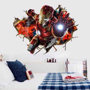 50*70cm 3D Iron Man Wandaufkleber, Zimmer Kindergarten Wandkunst Aufkleber Dekoration, The Avengers Tapete DIY Poster