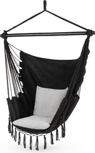 Outtec® Hängesessel mit 2 Kissen - 100x130x75cm, bis 140 kg - Boho Fransen Sessel, Sitzsack, Schaukel für Outdoor, Garten, Balkon, Zuhause - Schwarz Outtec® Hängesessel mit 2 Kissen - 100x130x75cm, bis 140 kg - Boho Fransen Sessel, Sitzsack, Schaukel für Outdoor, Garten, Balkon, Zuhause - Schwarz