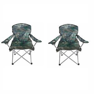 2'er Set Comfort Anglersessel Campingstuhl mit Getränkehalter Tasche Camouflage