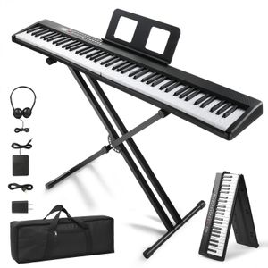 FCH Klappbares E-Keyboard mit 88 Tasten,halbgewichtete mit verstellbarem Ständer,Klappklavier,Bluetooth und MIDI,Digital Piano Set