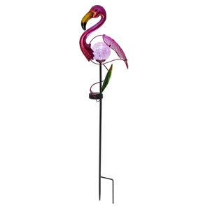 HI 70472 LED Solar Gartenstecker Flamingo aus Metall Höhe 81cm