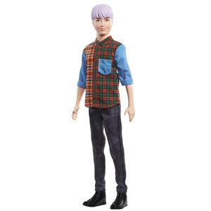 Barbie Fashionistas lalka Stylowy Ken, koszula w kratę/jasnofioletowe włosy