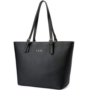 V&M® elegante Handtasche, klassische Shopper Henkeltasche, Schultertasche mit verstellbaren Trägern, schwarz