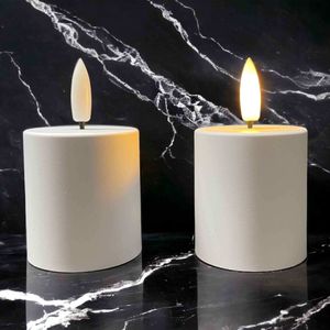 Coen Bakker LED Kerzen mit Timer weiß 2-er Set 4,5x8cm 3D Flamme Kunststoff warmweiß Innen
