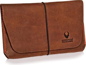 DONBOLSO® Reiseorganizer Dresden Leder extra groß Jagdscheinhülle EU-Heimtierausweis Impfpasshülle DIN A6 Hülle für Waffenscheinmappe Braun