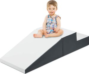 COSTWAY 2-dílné měkké stavebnice Dětské obří stavebnice na hraní a lezení Velké stavebnice Bílá+šedá