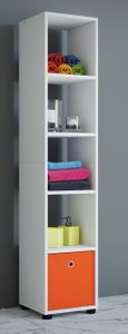 VCM Dřevěný koupelnový nábytek Stojan Koupelnová polička Koupelnová skříňka Vysoká skříňka Benos-5 Bílá