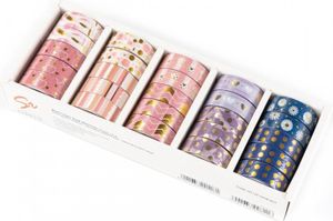 Dekorativní Washi Tape Gold Narcissus SET 4 display mix 25 kusů