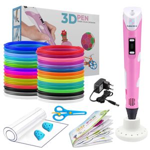 Fleau Kids 3D Stift Starter Pack Pink XL - 75m Filament - 15 Farben Minen + Fingerschutz + Beispiele + Ladegerät 12V - Basteln und Zeichn