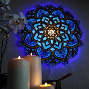 LED Nachtlicht, Lotus Blume Mandala YOGA LED Licht hängende Wand Skulptur Lampe Wandleuchte dekorative