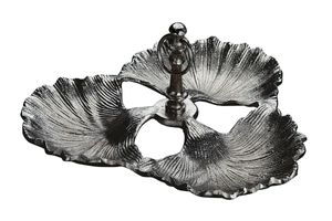 Gilde Alu Ginkgo Schale - Elegante Servierschale in Schwarz Metallic aus Aluminium
