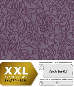 Blumen Vliesvliestapete EDEM 9040-29 heißgeprägte Vliesvliestapete geprägt mit floralem Muster glänzend violett rot-lila 10,65 m2
