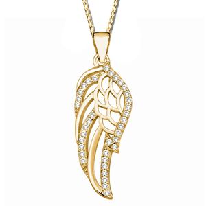 Gold-Kette für Damen Mädchen Engels-Flügel 40cm echt 925 Sterling Silber Halskette mit Anhänger Halsschmuck K792+Org