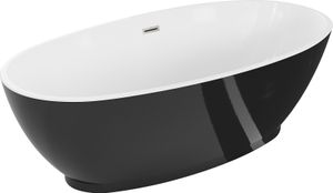 Mexen Bilbao freistehende Badewanne 180 x 90 cm, weiß/schwarz, abgerundeter Überlauf - 51311809075-97