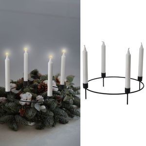 Stabkerzenhalter Adventskranz schwarz Metall rund 32x8cm Kerzenhalter Weihnachtskranz Kranz Kerzen Advent