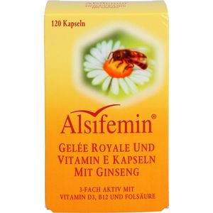 Alsifemin mateří kašička a vitamin E v kapslích s ženšenem, 120 kapslí