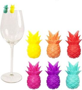 12pcs Glasmarkierer Ananas Getränkemarker Silkon Obst Glas Markierung Markierung für Glas Tasse Becher Party Feiern Bar 6 Farbig