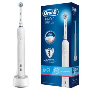 Oral-B Pro 1 200 Elektrische Zahnbürste für eine sanfte Reinigung bei empfindlichem Zahnfleisch, weiß