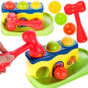 MalPlay Klopfspiel Hammerspiel | Klopfbank + 3 Bälle + Hammer | Pädagogisches Spielzeug  für Kinder ab 12 Monaten