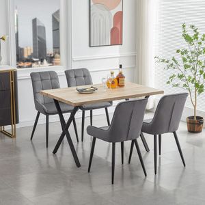 CLIPOP Esstisch 120 cm 4-6 Sitzer, X-förmigen Metallbeinen,industrial,für Esszimmer, Küche, Holzfarbe