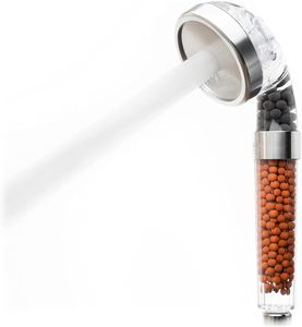 AlpenKraft® - Hochdruck Duschkopf mit Metallringen Premium Duschkopf Handbrause wassersparend mit Druckerhöhung für mehr Wasserdruck - Brausekopf, Regendusche und Massage Funktion