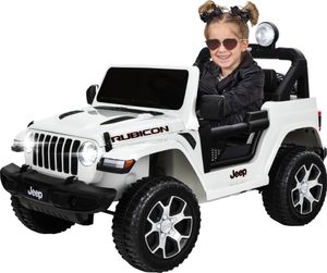 Actionbikes Motors Kinder Elektro Auto Jeep Wrangler Rubicon | 12V 7 Ah - Elektroauto mit Fernbedienung - Alle Audiofunktionen - Ab 3 Jahre (Weiß)