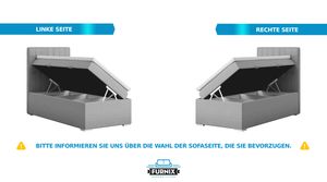 FURNIX Einzel-Polsterbett FROSTI mit Bettkasten Topper 100x200 cm LX6 Dunkelgrau
