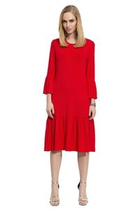 Damen Glockenkleid Kleid Elegant Langarm Mittellang; Rot M
