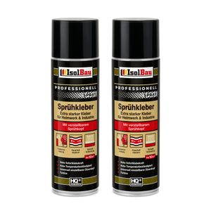 Isolbau Sprühkleber - Extra starker Kleber für Heimwerk & Industrie - Klebe-Spray für Schaumstoff, Holz, Stoff, Leder, Filz uvm – 2 x 500 ml