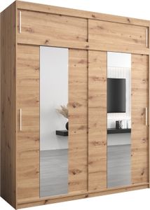 Kleiderschrank, Schiebetürenschrank Schlafzimmer, Schrank mit Spiegel POLE 200 mit Aufsatz, Höhe 240 cm