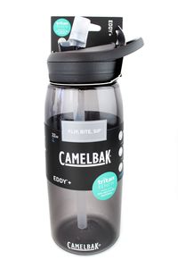 Camelbak Eddy+ charcoal Trinkflasche 2021, 1 Liter, Schwarz, Schnappstrohhalm, BPA, BPS, BPF-frei, 2-Finger Tragegriff