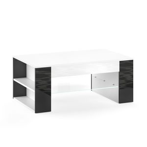Konferenčný stolík Livinity® Stelios, 100 x 42 cm, čierny/biely vysoký lesk