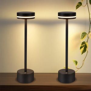 ZMH 2ER Tischlampe Kabellos LED Tischleuchte Akku Nachttischlampe Dimmbare 3000K-6500K mit USB-C Touch Lampe Schwarz Tischlampen für Schlafzimmer Esszimmer Büro
