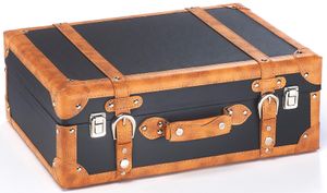 Kobolo Dekoratívny kufor Vintage Retro - MDF s koženkovým poťahom - hnedý - kovové spony