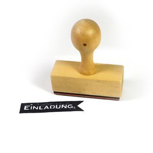 Stempel Einladung aus Holz Schrift-/ Motivgröße: 5,8 x 1,3 cm Motivstempel Textstempel Gummi Holz Gummistempel Stempel Gastgeschenk Stempel Hochzeit Dekostempel