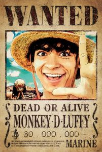 One Piece Poster Wanted Monkey D. Luffy 91,5 x 61 cm