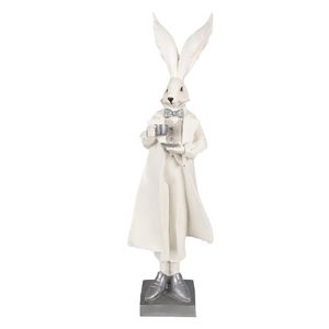 Clayre & Eef Figur Kaninchen 47 cm Weiß Silberfarbig Polyresin