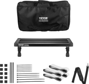 VEVOR Pedalboard für Gitarre 508 x 280mm Aluminiumlegierung 1,2 kg superleichtes, klappbares Pedalboard für Gitarreneffekte mit Tragetasche Klettverschluss Rollstreifen für 10–12 Gitarrenpedale