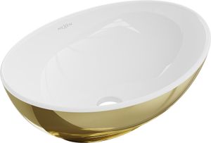 Mexen Elza Aufsatzwaschbecken 40 x 33 cm, Weiß/gold - 21014006 Mexen Elza Aufsatzwaschbecken 40 x 33 cm, Weiß/gold - 21014006