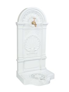 Standbrunnen Waschbecken Alu Brunnen Waschplatz Wandbrunnen antik Stil weiss