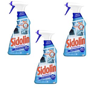 Sidolin Multi-Flächen-Reiniger Sprühflasche 3x500ml Putzmittel Riniger