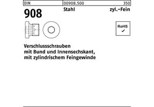 Verschlußschraube DIN 908 m.Bund/Innen-6-kant M 8 x 1 Stahl