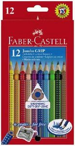 Faber Castell Jumbo Grip Farbstifte wasservermalbar, Namensfeld, 12 Stück im Etui