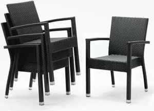Ratanové stoličky Bolero s podrúčkami | antracit | 4 stoličky