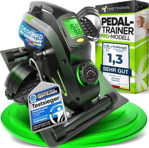 Tretmann Pedaltrainer Pro Set [Das Orginal] extra Leise & gelenkschonend + Anti-Rutsch-Matte & Befestigungsband -DEKRA - Beintrainer für Senioren Heimtrainer senioren Mini Bike tischfahrrad
