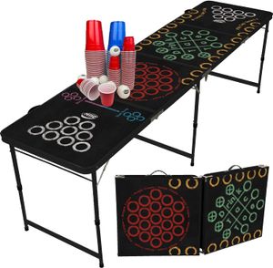 Beer-Pong Tisch "Multigame" | 5 verschiedene Spiele | Bier-Pong Tisch + 8 Premium Beer-Pong Bälle | klappbarer Spieltisch | US Partysport | stabiler Aluminium Tisch | inkl. 60x Party-Becher