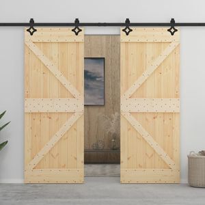 vidaXL Drzwi przesuwne z okuciem 90x210 cm lite drewno sosnowe