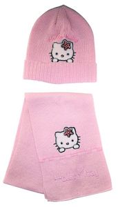 Hello Kitty Winter-Set mit Mütze und Schal für Mädchen Rosa 52